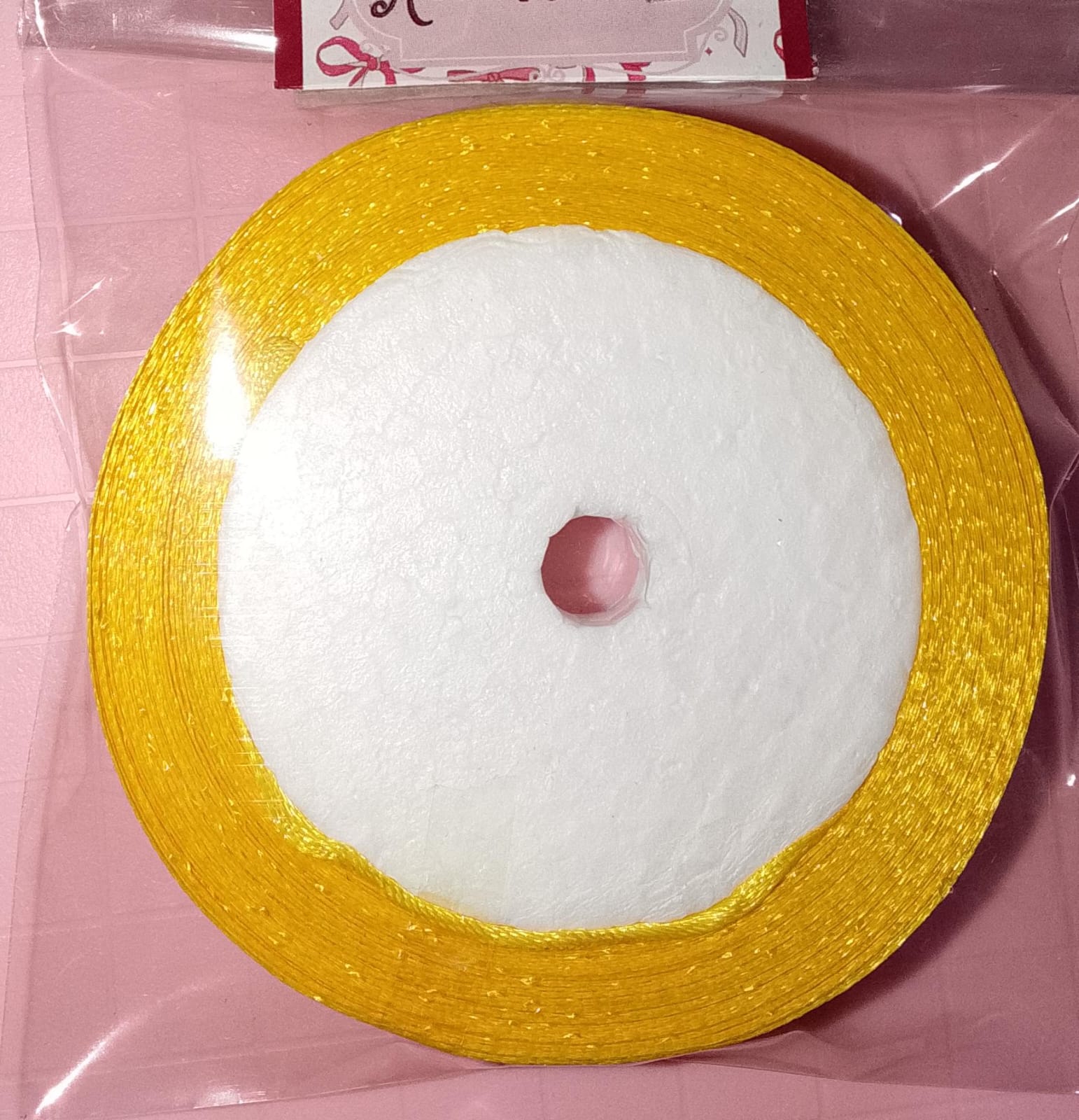 Pita Satin 1/2 Inch Warna Kuning Merek Mawar
